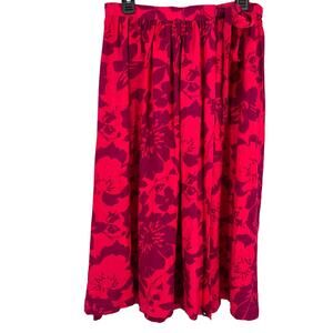 Hurley Tropical Floral Midi Wrap Skirt Size Medium Knock Out Pink